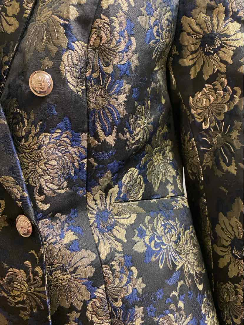Venus Size 14 (Large) Blue/Gold Print Blazer