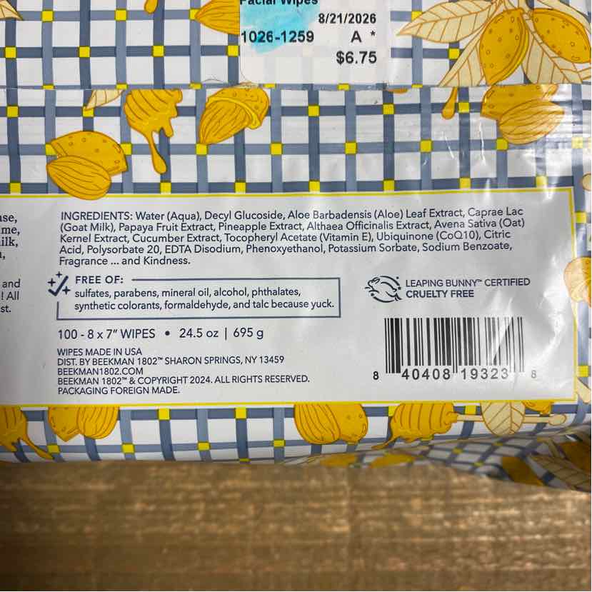 Beekman Facial Wipes