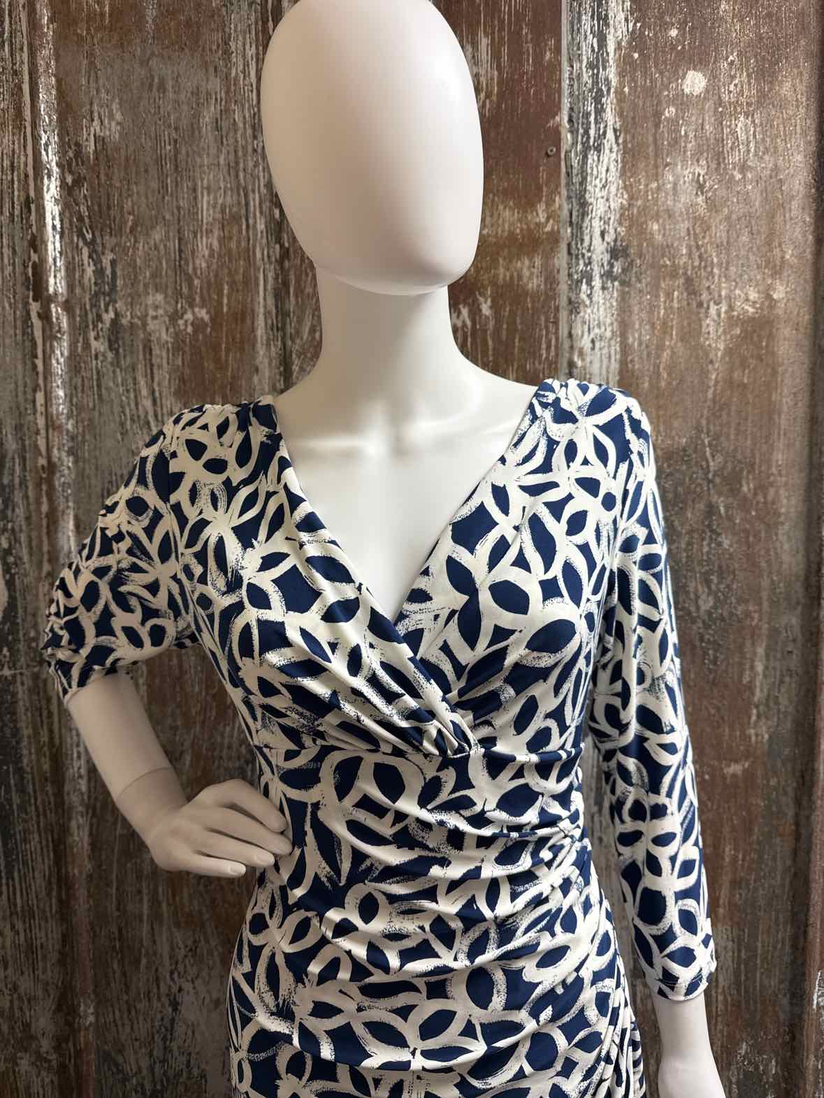Ralph Lauren Size 14 (Large) Navy Print Dress