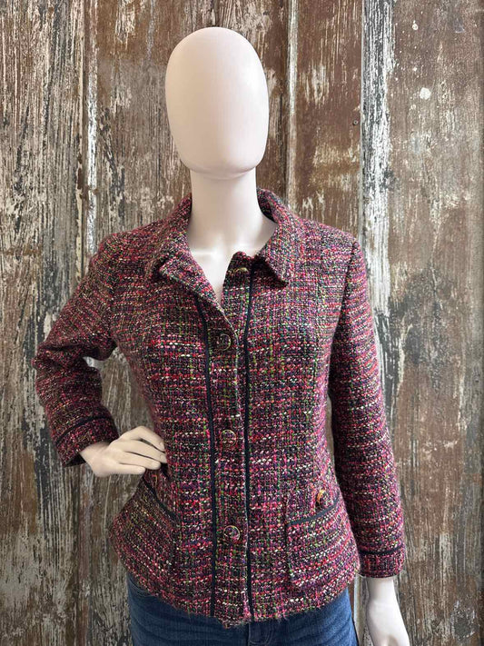 Talbots Size 8 Petite Pink Tweed Blazer