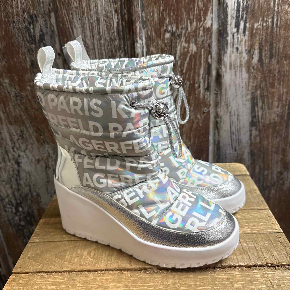 Karl Lagerfeld 9.5 Silver Boots