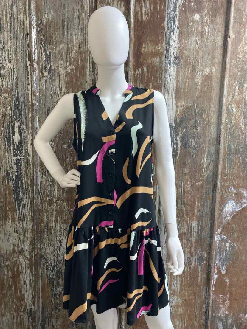 Nine West Size Medium Black Print Dress