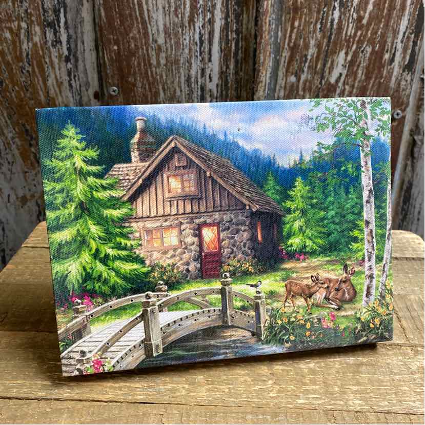 Cabin Light Up Canvas Picture