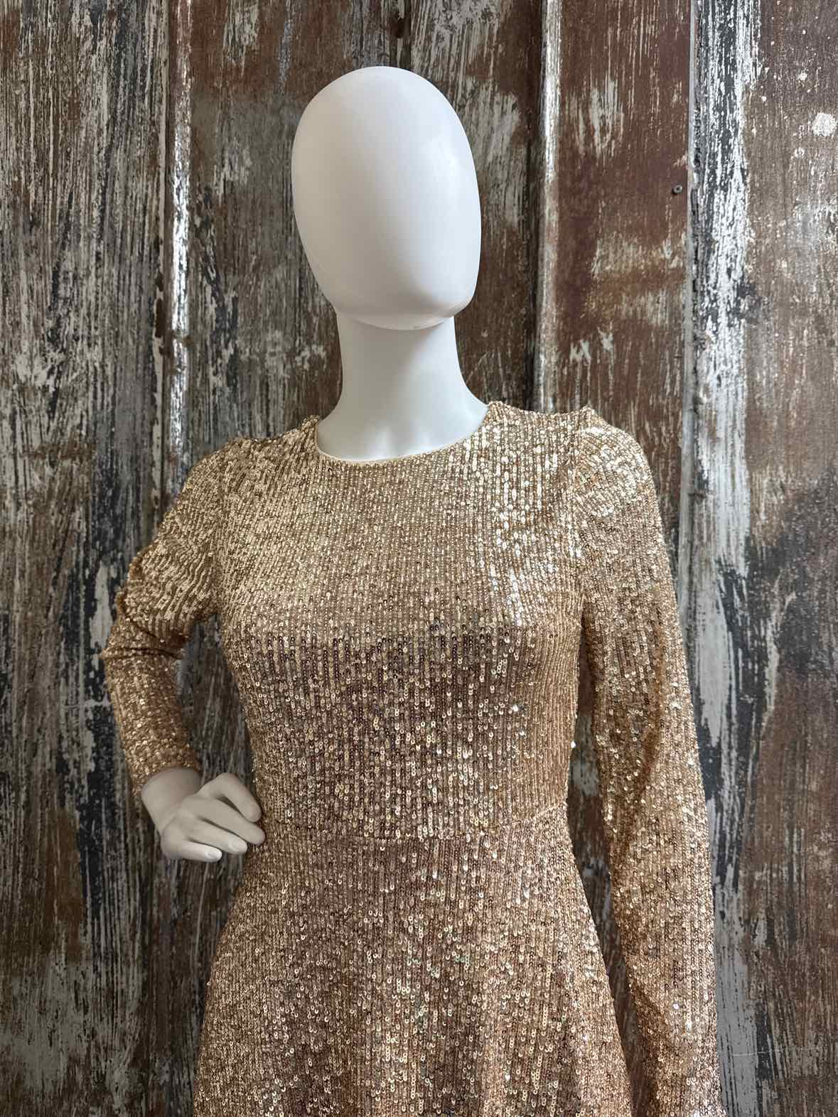 Ann Taylor Size 0 Petite Gold Sequin Evening Dress