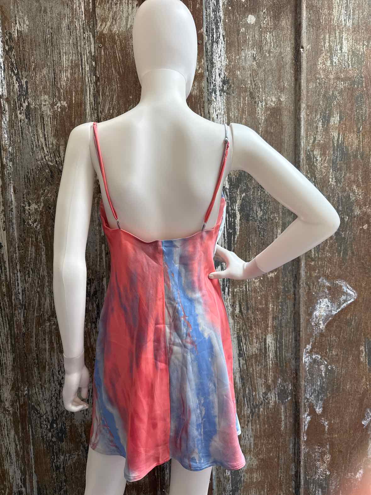 Hello Molly Size Medium Pink/Blue Print Dress