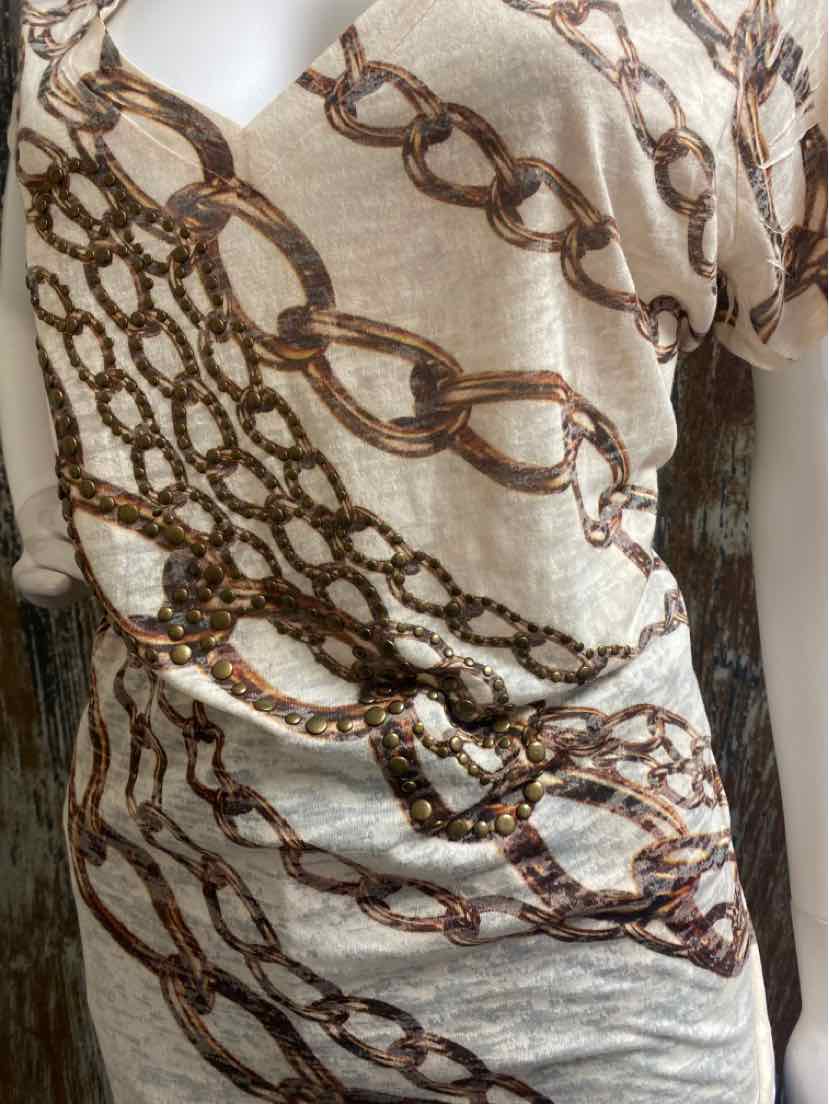 Soft Surroundings Size 1X Brown Print T-shirt