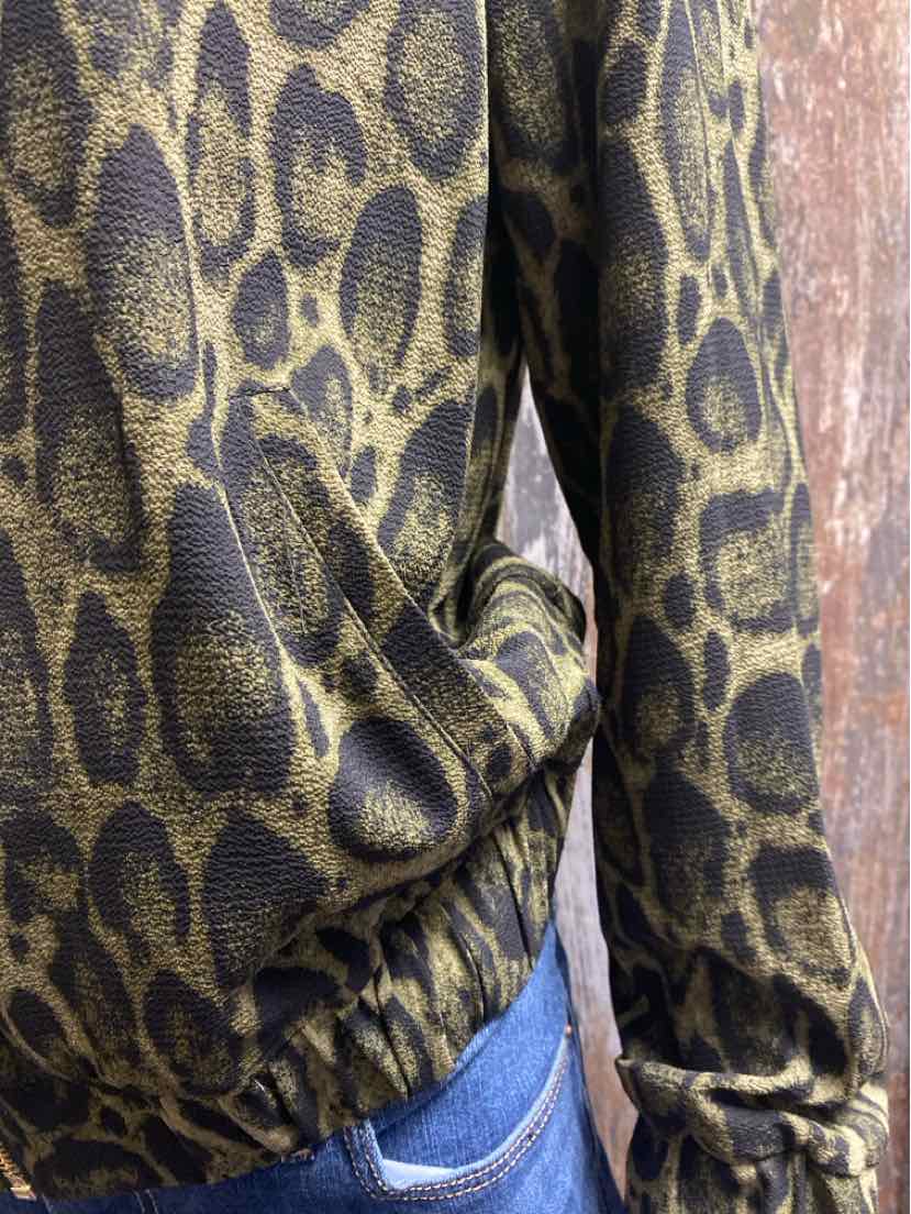 Michael Kors Size Medium Green Animal Print Jacket