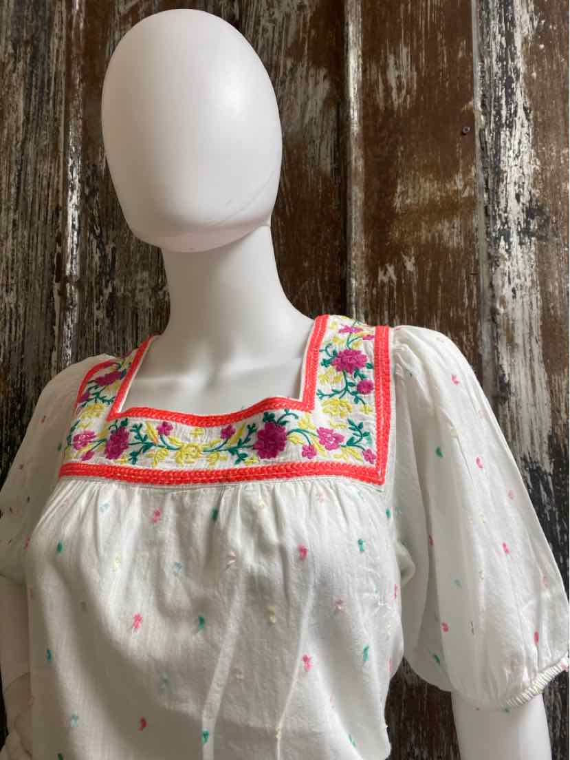 Talbot's Size Large White Multi Color Print tops