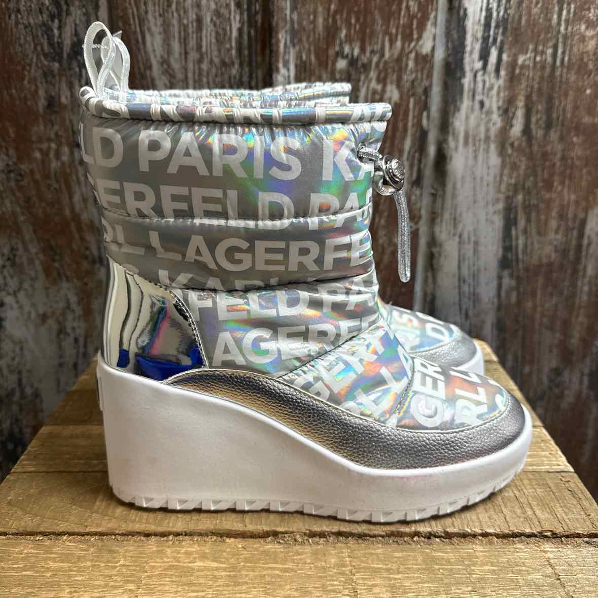 Karl Lagerfeld 9.5 Silver Boots