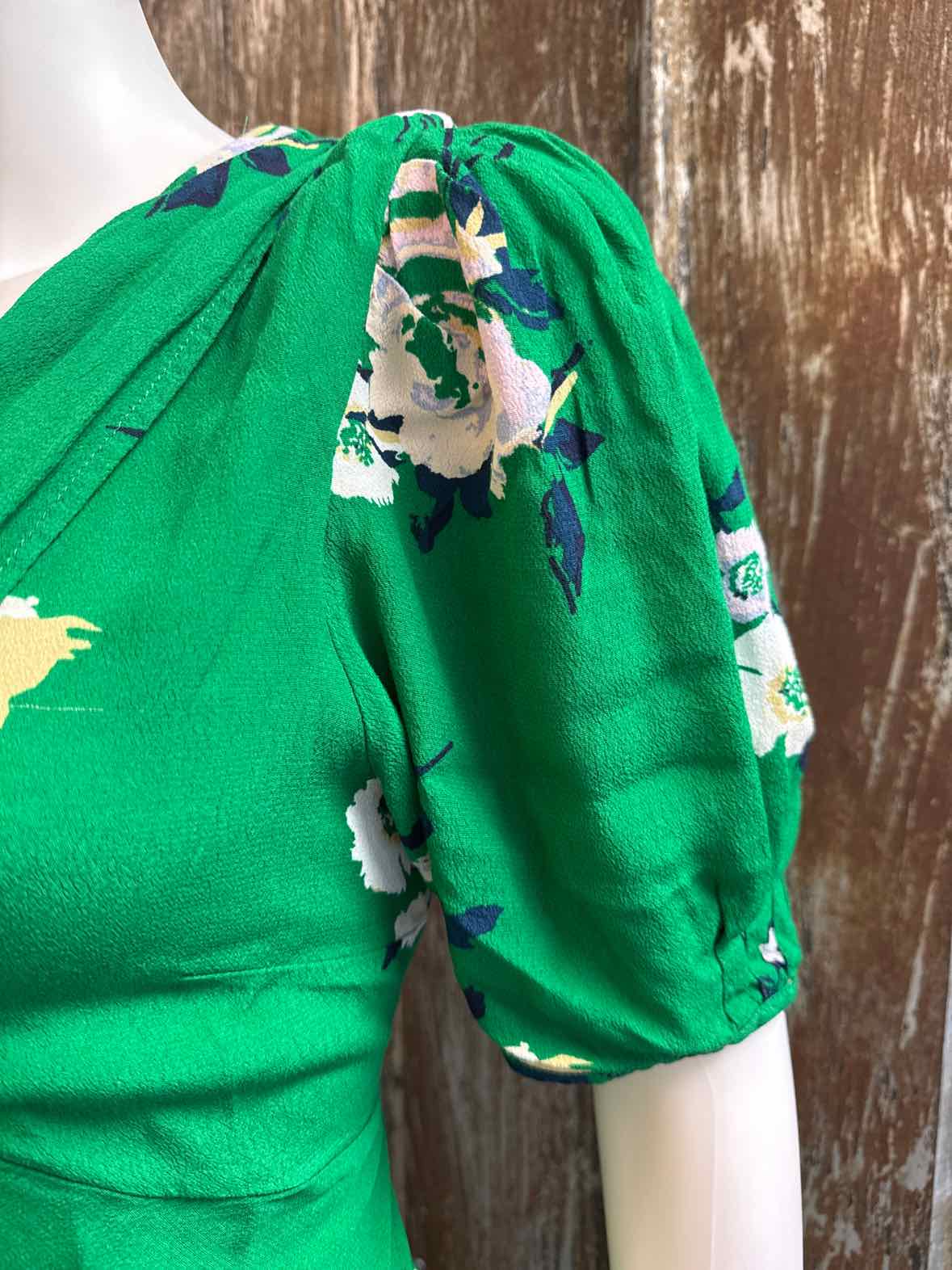 Free People Size 12 (Large) Green floral print Dress