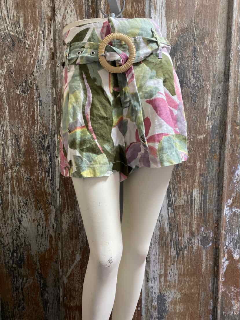 Tahari Size Medium (8/10) Green Print Shorts