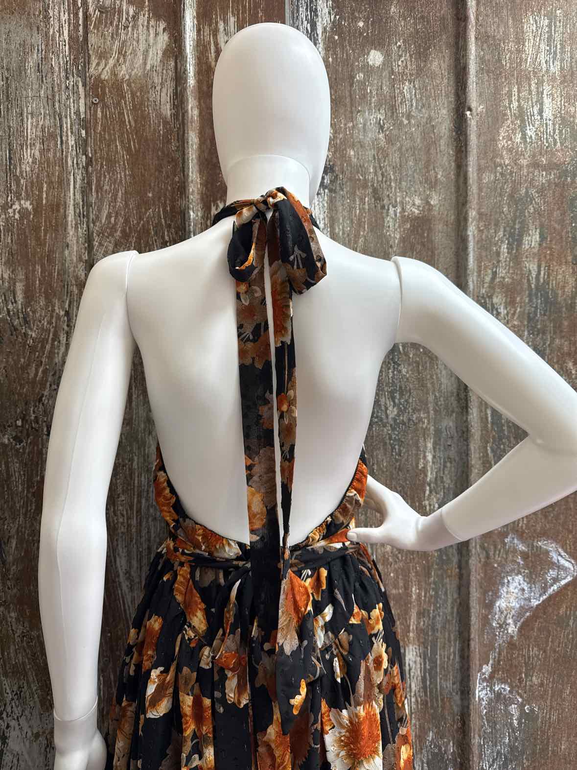 Lulus Size Extra Large Orange/Black Floral Dress