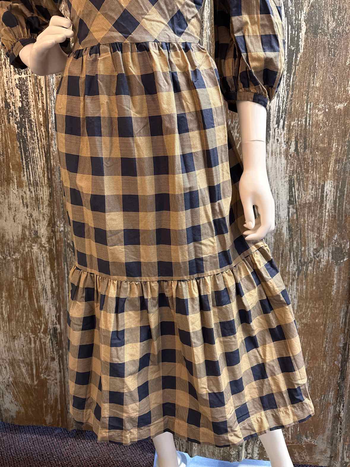 SummerSalt Size extra small Navy/Brown Check Dress