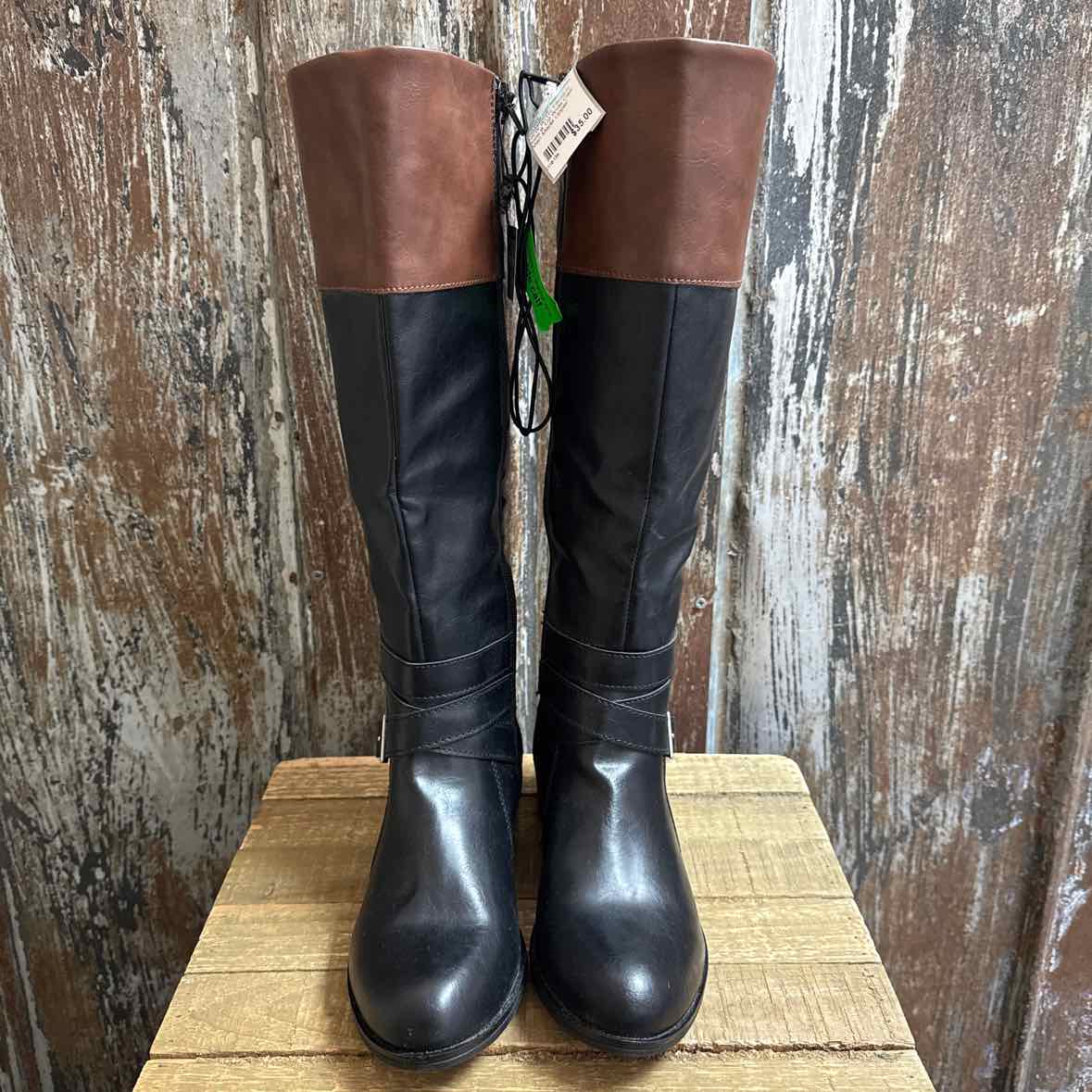 Arizona 8.5 Wide Calf Black/Brown Boots