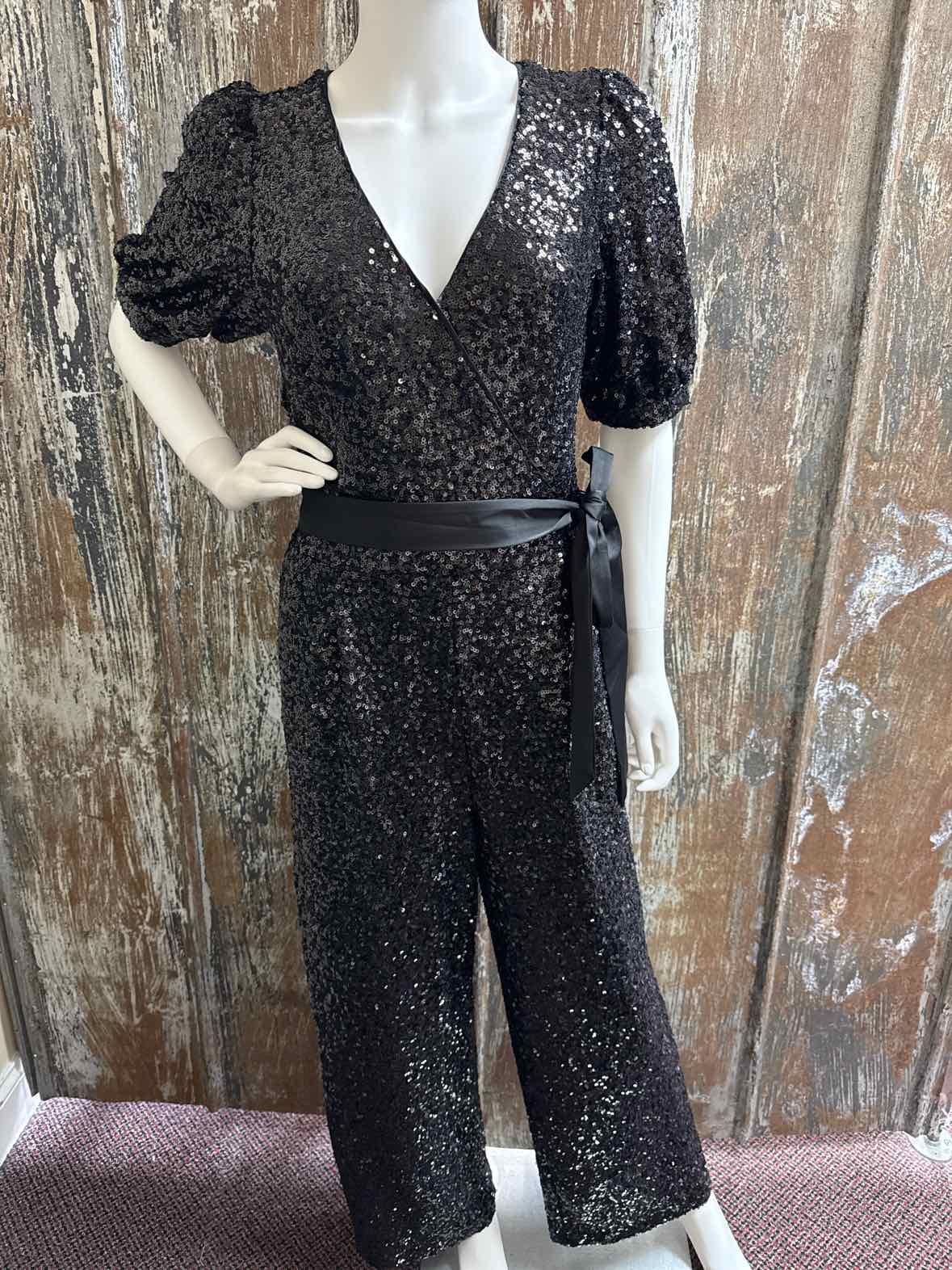 Loft Size 8 (Medium) Black Sequin Jumpsuit