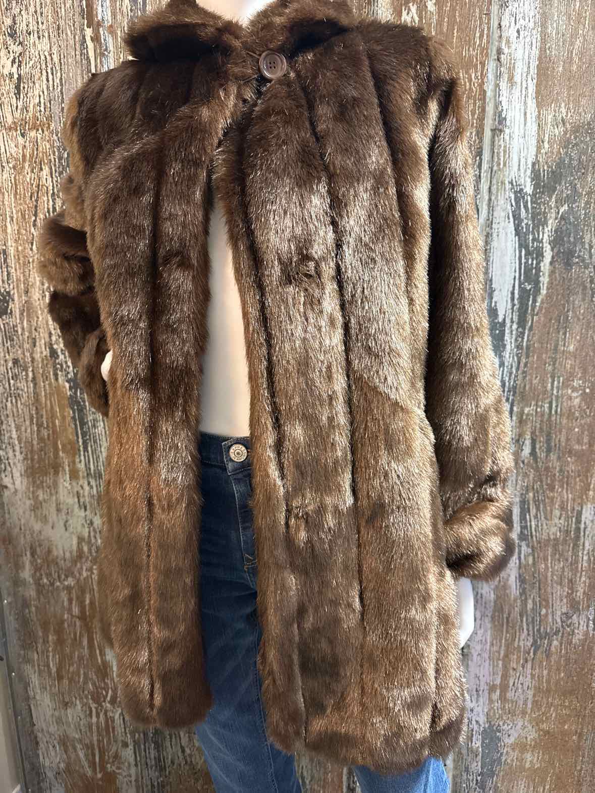 Dennis Basso Size small Brown Faux Fur Coat