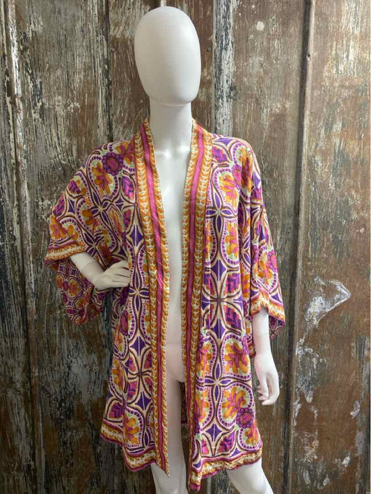 Haute Hippie Size small Purple & Orange Floral Kimono