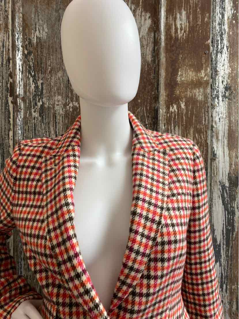 Talbot's Size 4 (Small) Orange Plaid Blazer