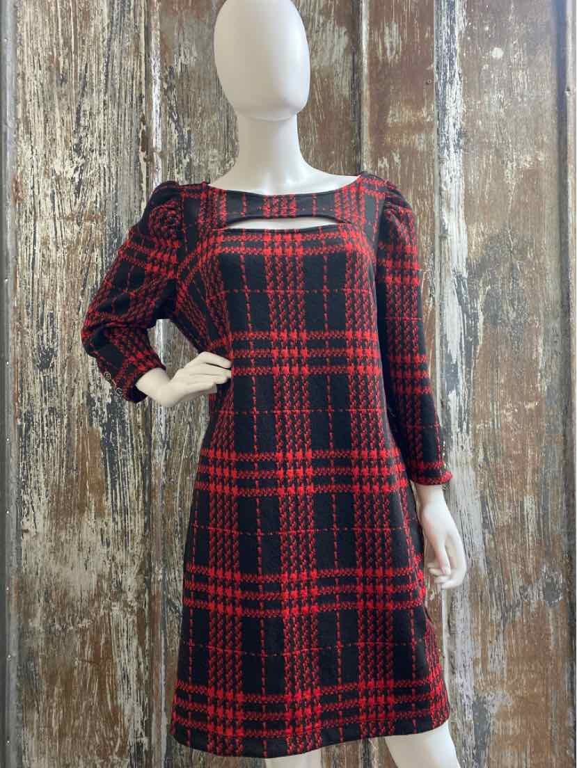 New York & Company Size Large Red Plaid Dress