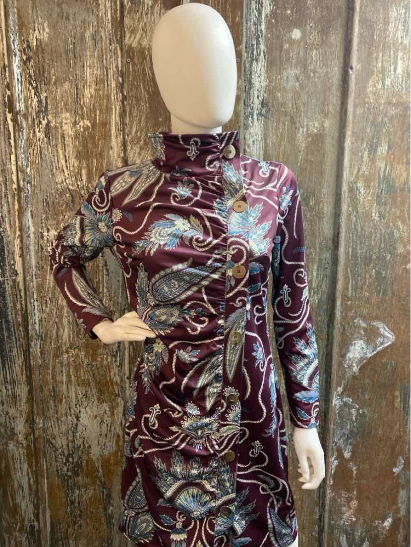 Gretchen Scott Size Medium Maroon Print Dress
