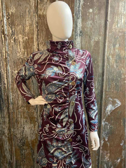 Gretchen Scott Size Medium Maroon Print Dress