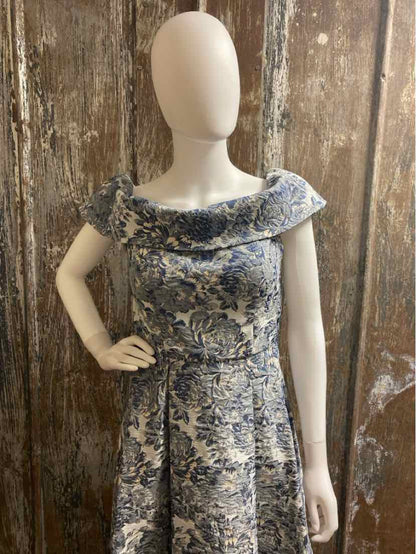 Alex Evenings Size 6 (Small) Blue Floral Evening Dress