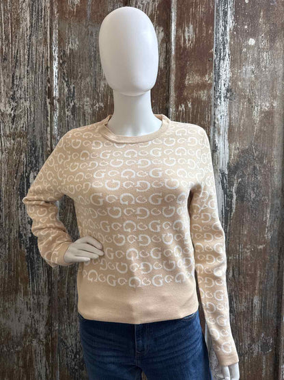 Guess Size Medium Tan Print Sweater