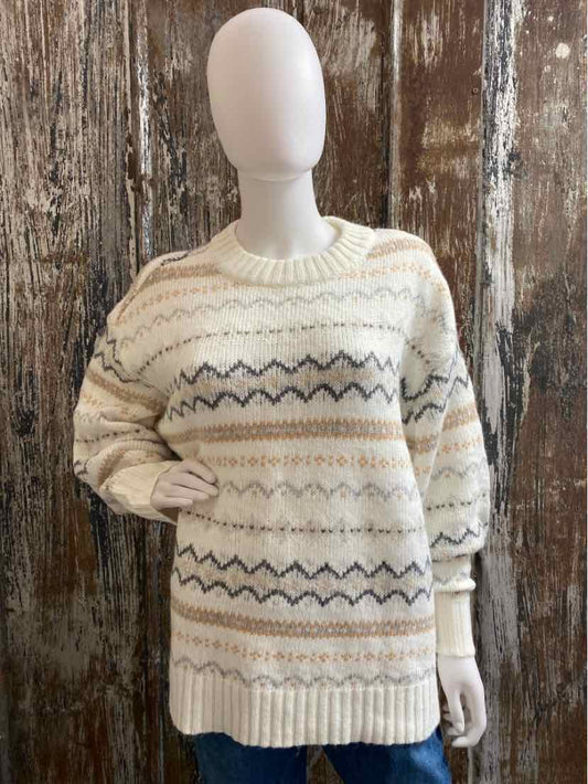 American Eagle Size Large Cream Print Sweater