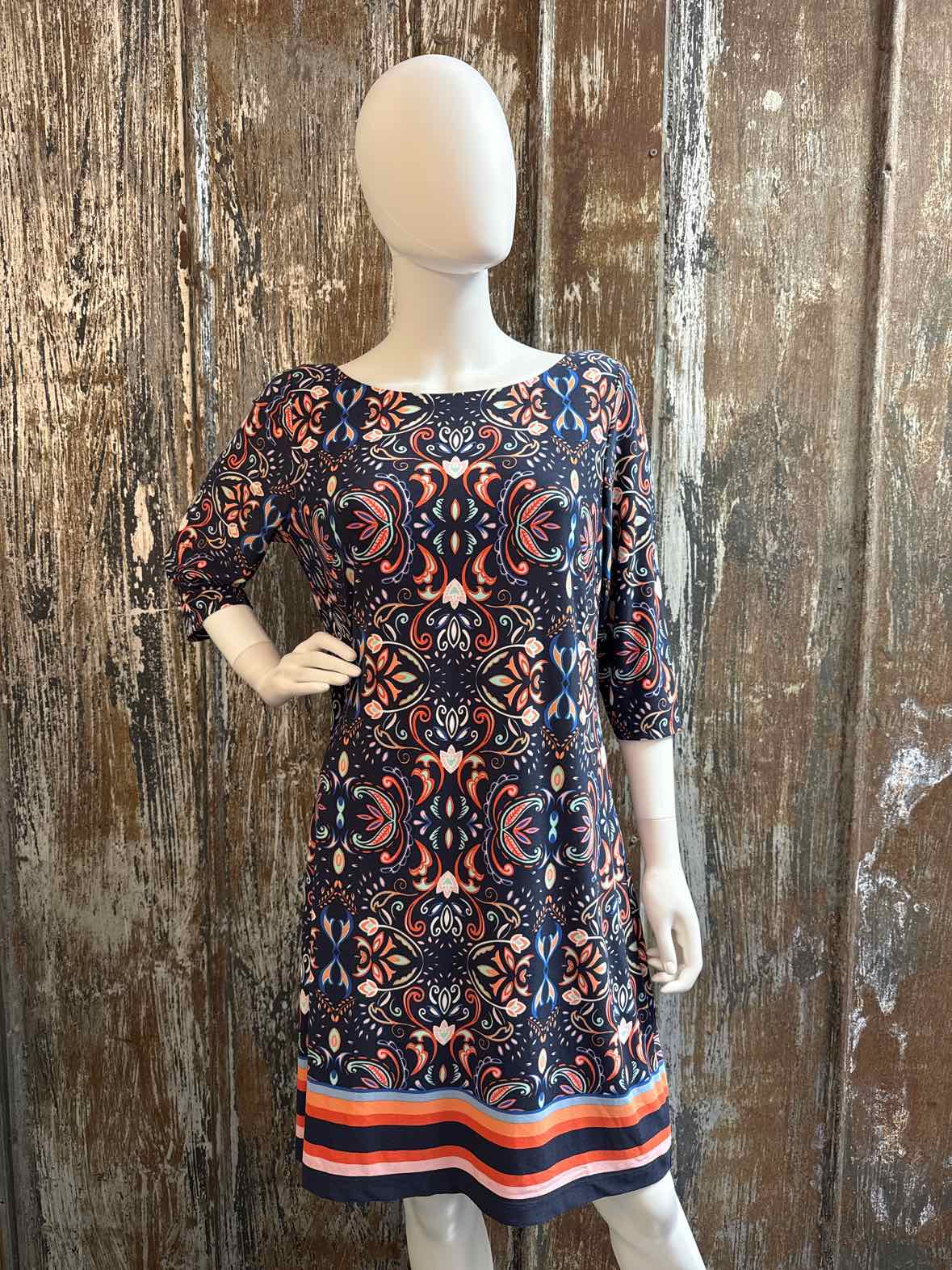 Vince Camuto Size 12 (Large) Navy Print Dress