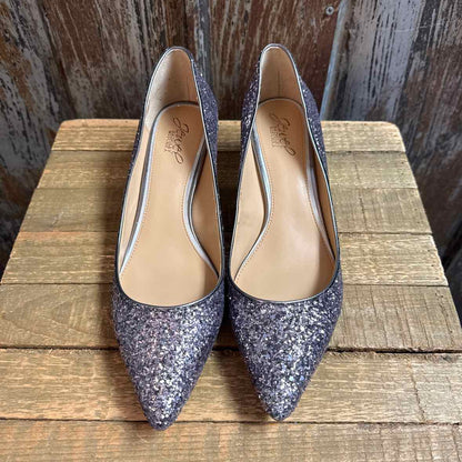 Jewel Badgley Mischka 10 Silver Shoes