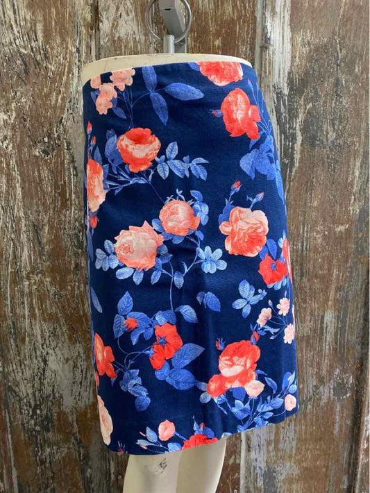 Talbots Size 6 Navy Floral Skirt