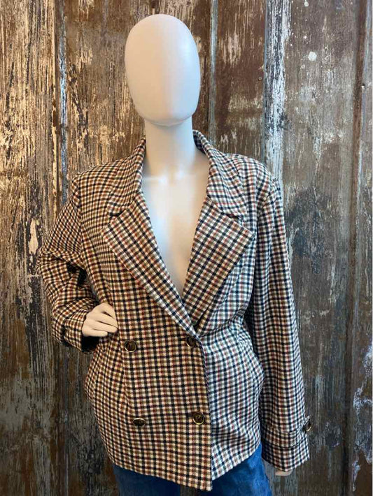 Dennis by Dennis Basso Size 22 (3X) Brown/Black/Red Plaid Blazer