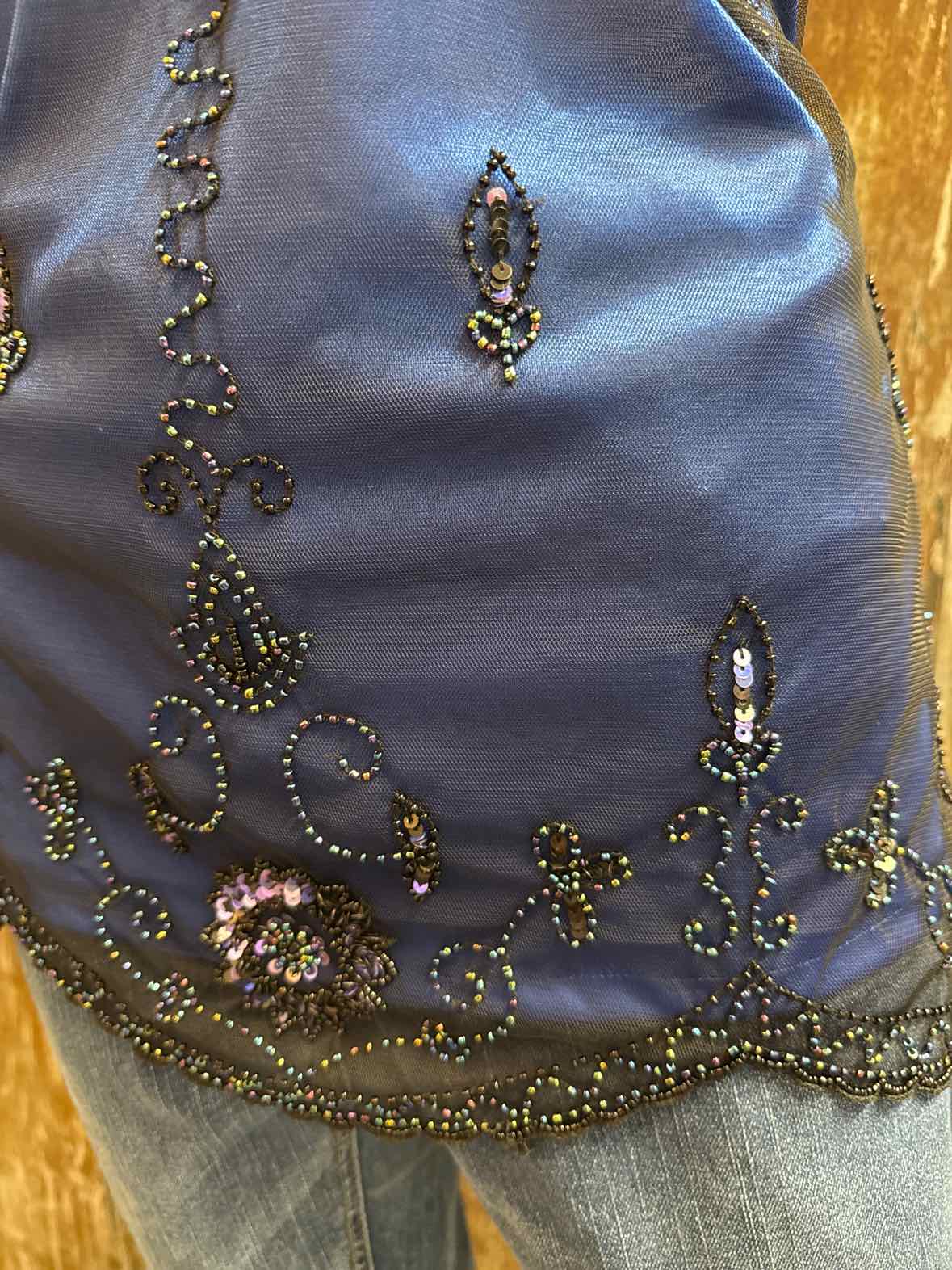 Marina Size Large Blue & Black Vintage Top