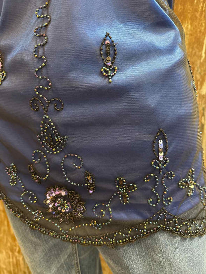 Marina Size Large Blue & Black Vintage Top
