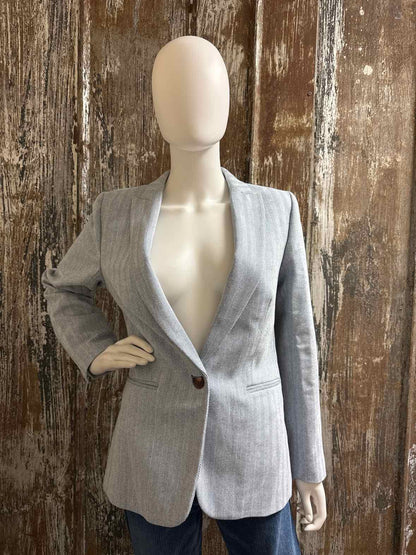 J Crew Size 2 (Extra Small) Blue Herringbone Blazer