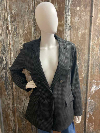 Anne Klein Size Large Black Houndstooth Blazer