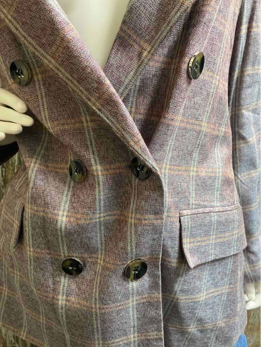 New York & Company Size Large Maroon Plaid Blazer