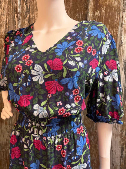 Draper James Size Medium Navy Print Dress