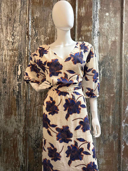 Draper James Size 2X Blue/Tan Floral Dress