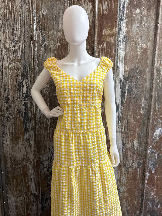 Old Navy Size Large Yellow Check Dress