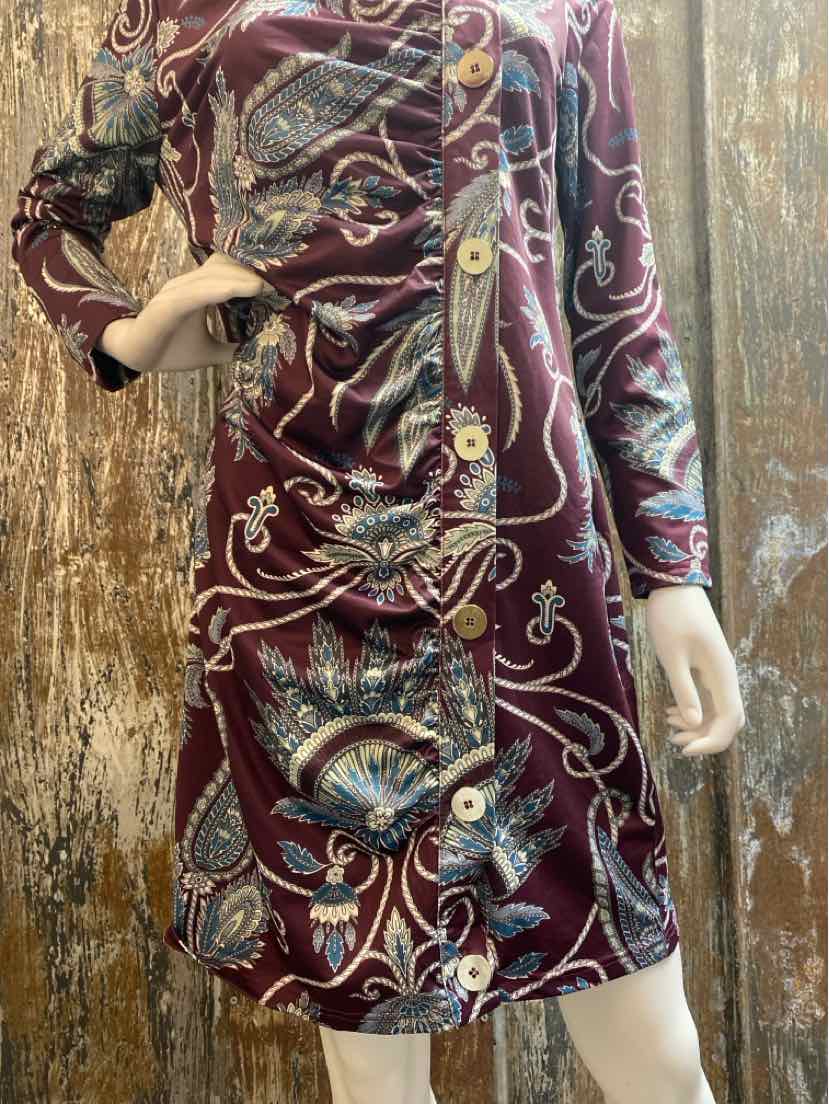 Gretchen Scott Size Medium Maroon Print Dress