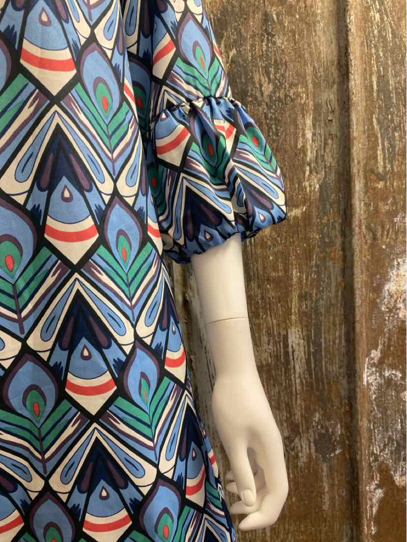 Tracy Negoshian Size Medium Blue Print Dress