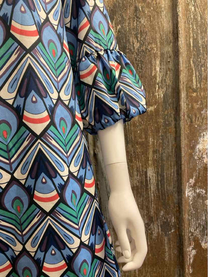 Tracy Negoshian Size Medium Blue Print Dress
