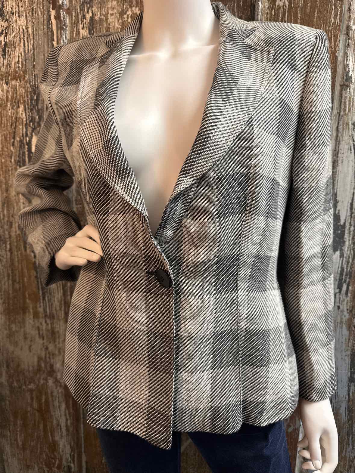 Armani Collezioni Size 12 (Large) Black plaid Blazer