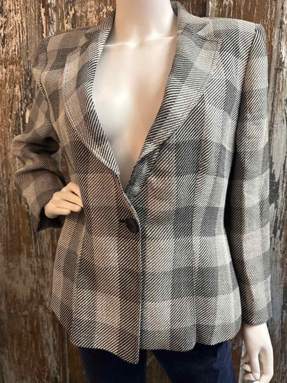 Armani Collezioni Size 12 (Large) Black plaid Blazer