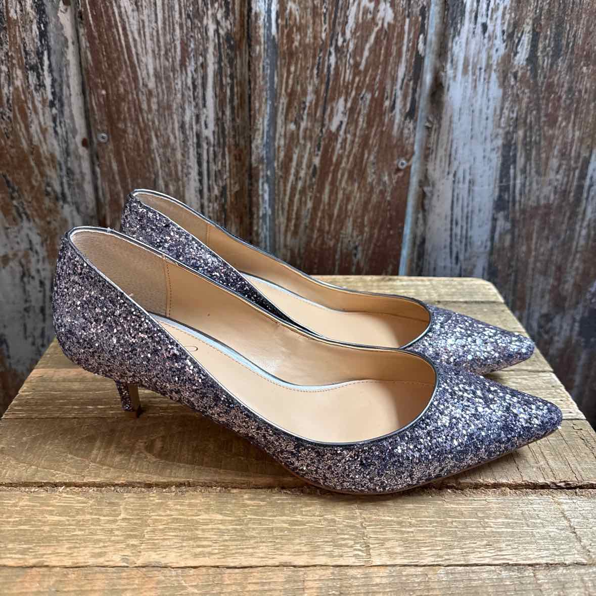 Jewel Badgley Mischka 10 Silver Shoes
