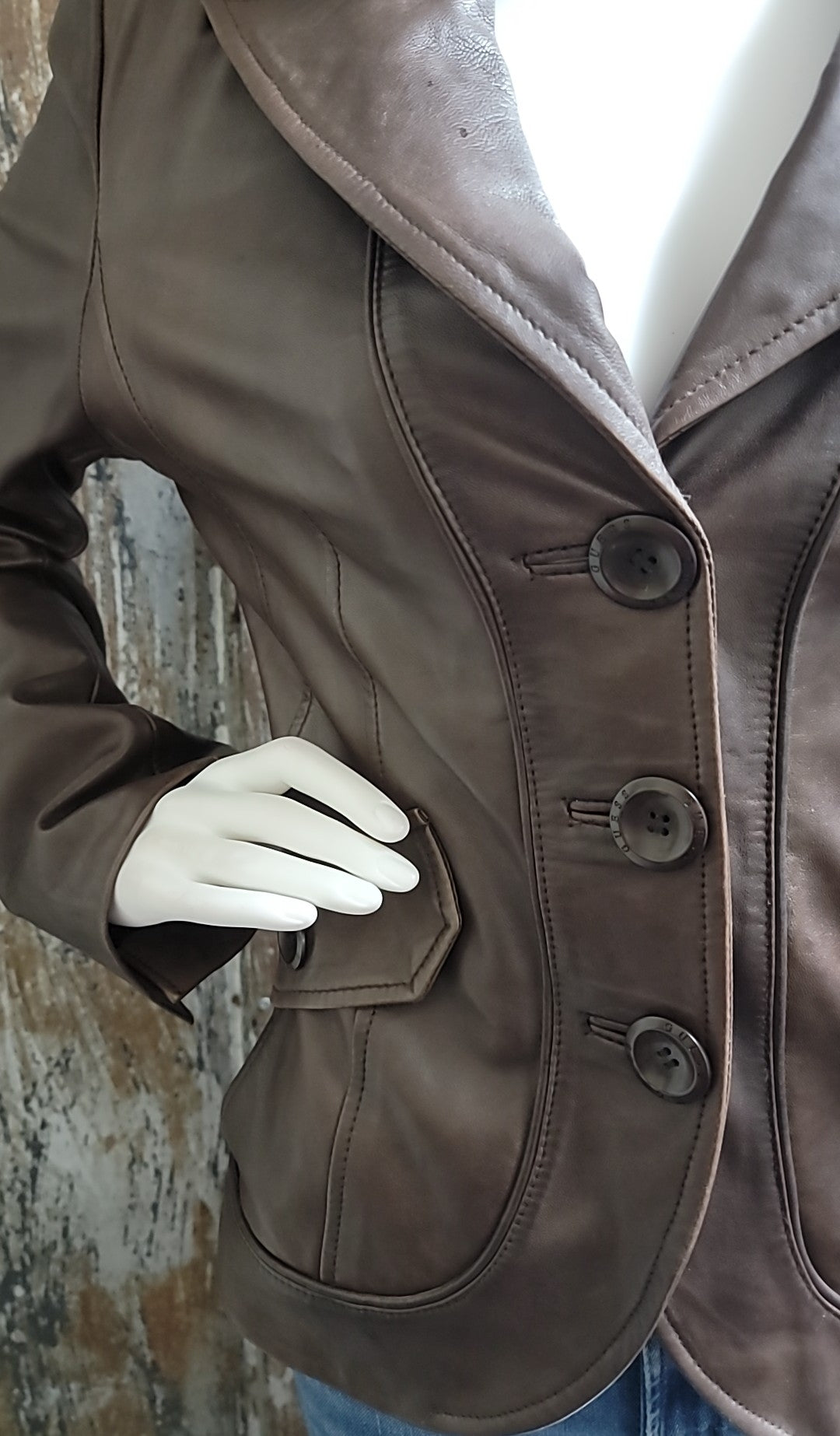 Guess Size Medium Brown Leather Jacket