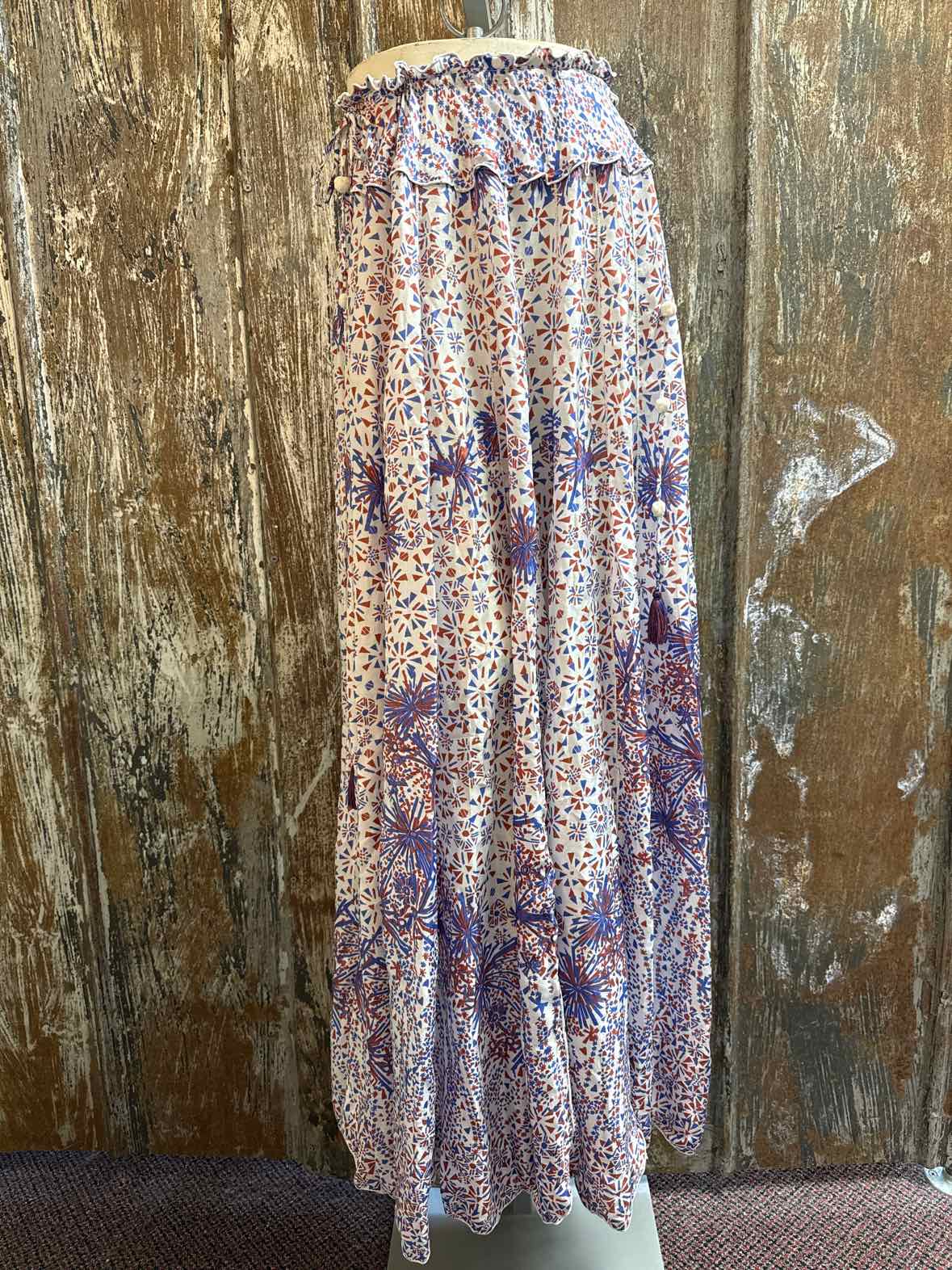 Poupette St Barth Size Large (12/14) Blue/Red Print Skirt