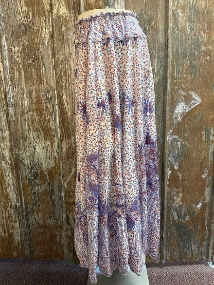 Poupette St Barth Size Large (12/14) Blue/Red Print Skirt