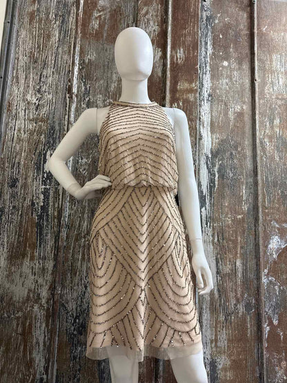 Adrianna Papell Size 4 Tan Evening Dress